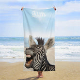 Lachen Zebra Sand Bokeh Blau Himmel Brauch Strand Handtuch